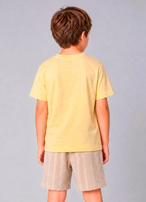 Marlan - Conjunto Camiseta e Bermuda Listrada Amarelo - MARLAN