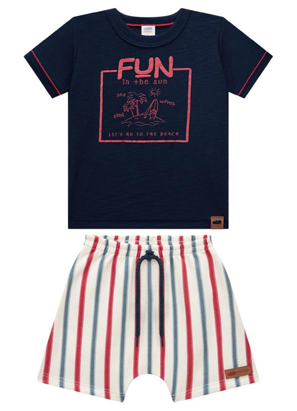 Marlan - Conjunto Camiseta e Bermuda Listrado Navy Azul 2