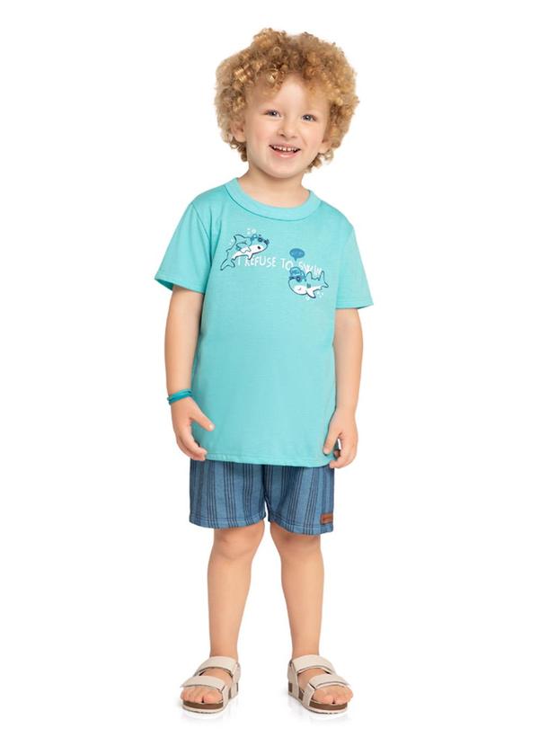 Marlan - Conjunto Camiseta e Bermuda Listrado Summer Azul