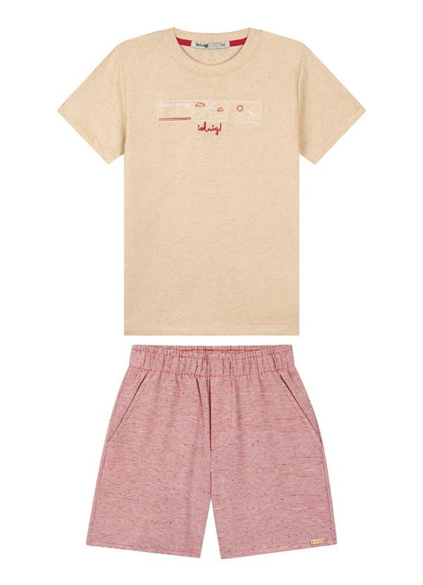 Ioluig - Conjunto Camiseta e Bermuda Listras Bege 2