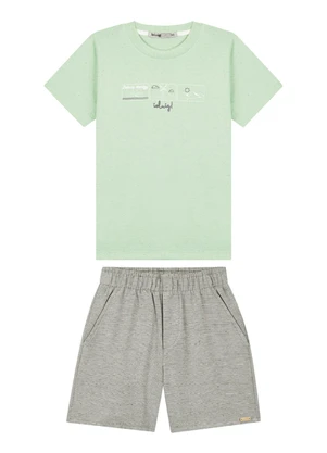 Ioluig - Conjunto Camiseta e Bermuda Listras Verde - IOLUIG