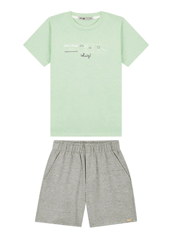 Ioluig - Conjunto Camiseta e Bermuda Listras Verde