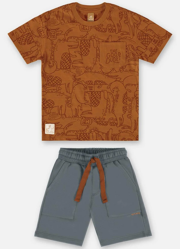 Up Baby - Conjunto Camiseta e Bermuda Marrom 2