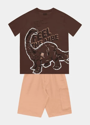 Fakini Kids - Conjunto Camiseta e Bermuda Marrom - FAKINI KIDS