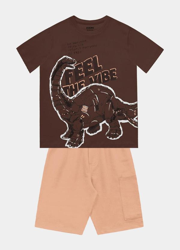 Fakini Kids - Conjunto Camiseta e Bermuda Marrom
