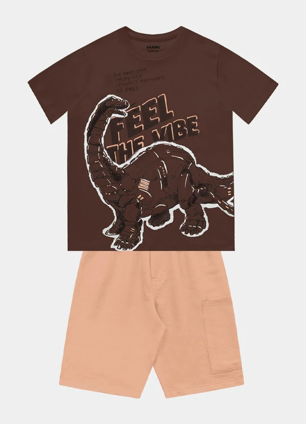 Fakini Kids - Conjunto Camiseta e Bermuda Marrom