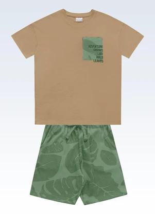 Fakini Kids - Conjunto Camiseta e Bermuda Marrom - FAKINI KIDS