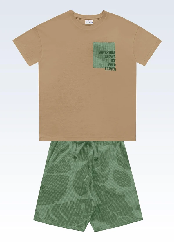 Fakini Kids - Conjunto Camiseta e Bermuda Marrom