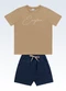 Fakini Kids - Conjunto Camiseta e Bermuda Bege - variação: Marrom
