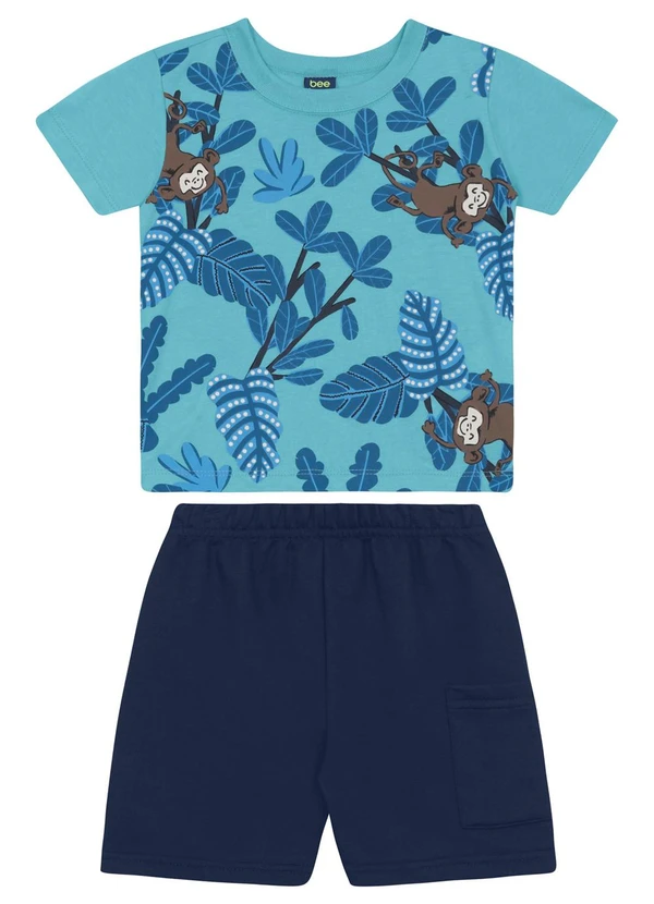 Bee Loop - Conjunto Camiseta e Bermuda Menino Bee Loop Azul