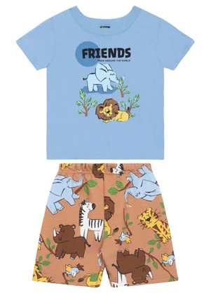 Conjunto Camiseta e Bermuda Menino Bee Loop Azul - BEE LOOP