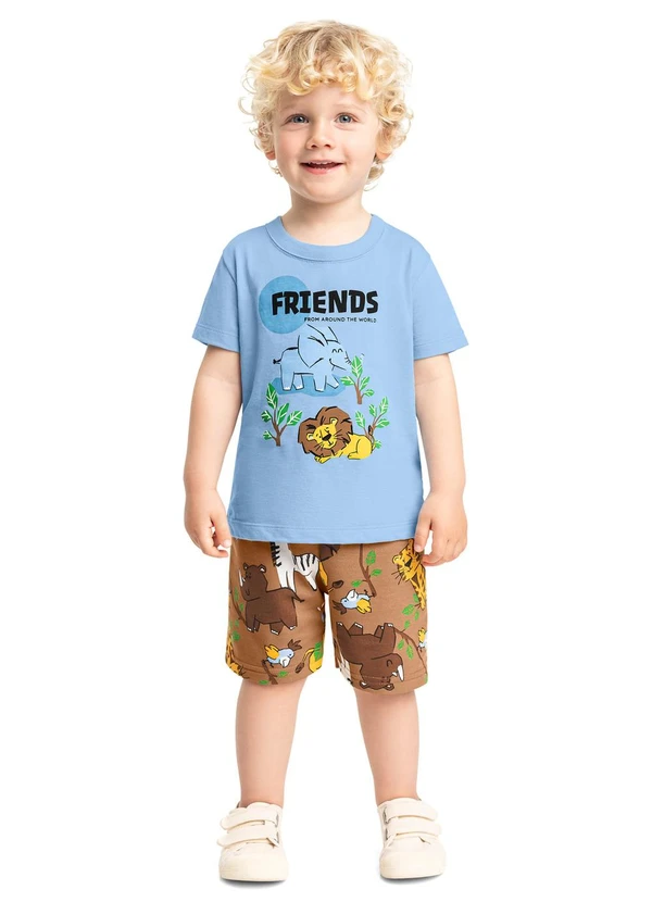 Bee Loop - Conjunto Camiseta e Bermuda Menino Bee Loop Azul