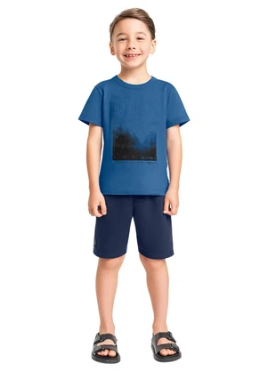 Conjunto Camiseta e Bermuda Menino Bee Loop Azul - BEE LOOP