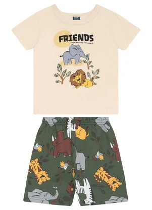 Conjunto Camiseta e Bermuda Menino Bee Loop Bege - BEE LOOP