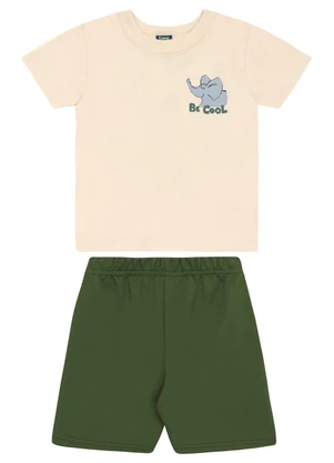 Conjunto Camiseta e Bermuda Menino Bee Loop Bege - BEE LOOP