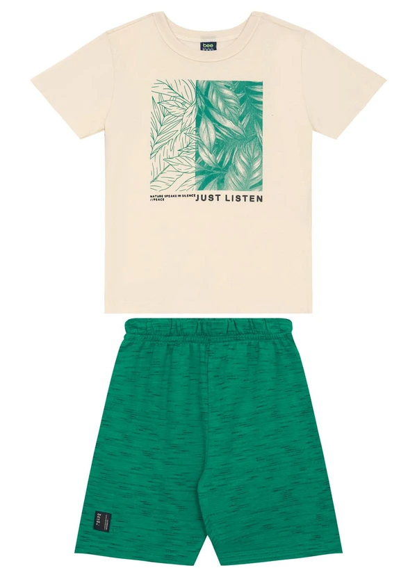 Bee Loop - Conjunto Camiseta e Bermuda Menino Bee Loop Bege