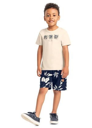 Conjunto Camiseta e Bermuda Menino Bee Loop Bege - BEE LOOP
