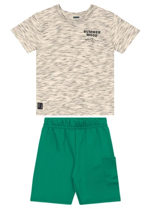 Conjunto Camiseta e Bermuda Menino Bee Loop Bege - BEE LOOP
