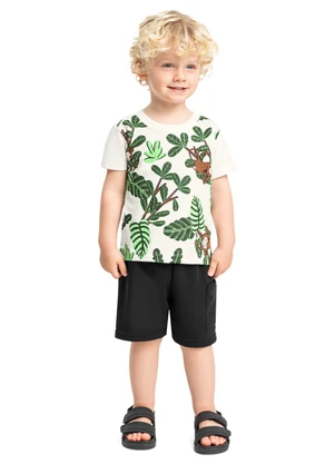 Conjunto Camiseta e Bermuda Menino Bee Loop Branco - BEE LOOP