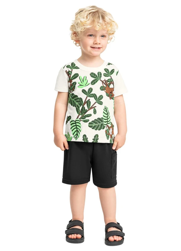 Bee Loop - Conjunto Camiseta e Bermuda Menino Bee Loop Branco