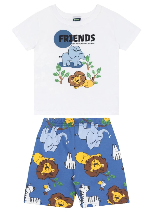 Bee Loop - Conjunto Camiseta e Bermuda Menino Bee Loop Branco
