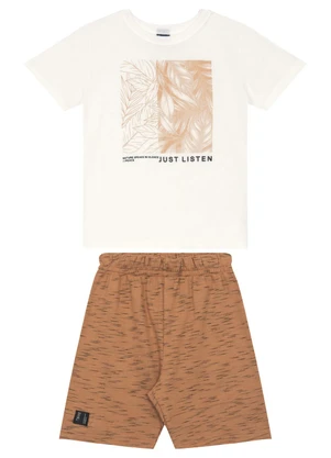 Conjunto Camiseta e Bermuda Menino Bee Loop Branco - BEE LOOP