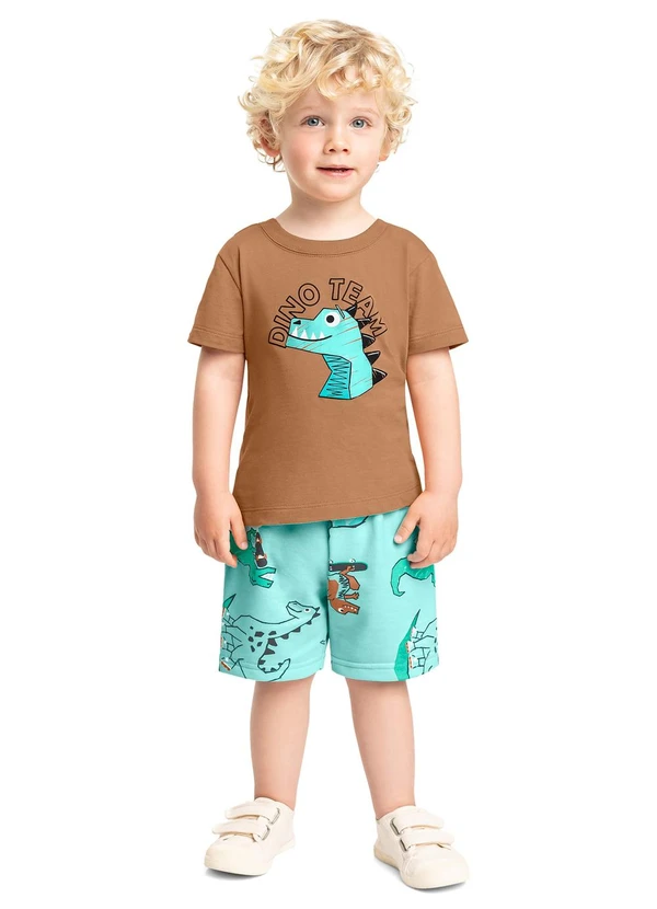Bee Loop - Conjunto Camiseta e Bermuda Menino Bee Loop Marrom