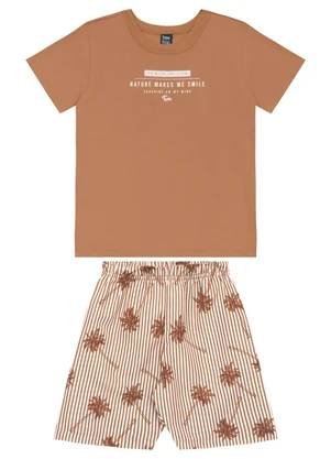 Conjunto Camiseta e Bermuda Menino Bee Loop Marrom - BEE LOOP