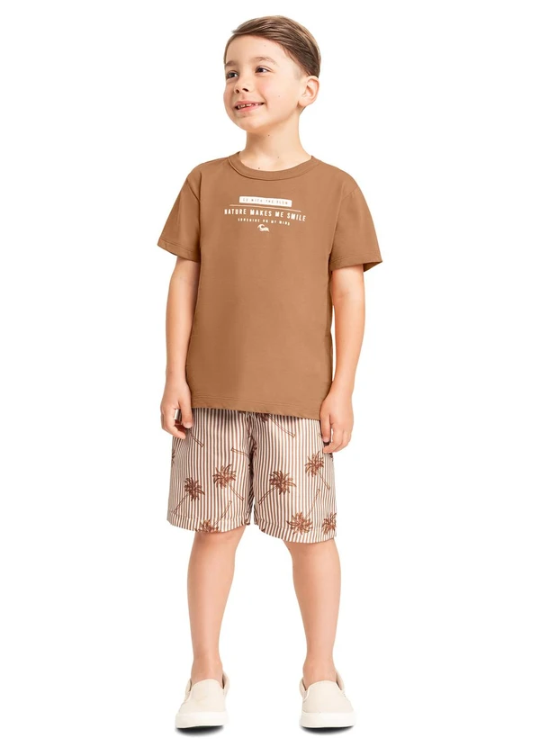 Bee Loop - Conjunto Camiseta e Bermuda Menino Bee Loop Marrom