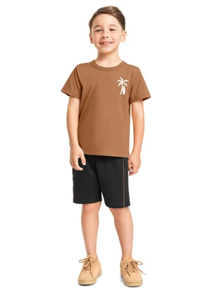 Conjunto Camiseta e Bermuda Menino Bee Loop Marrom - BEE LOOP