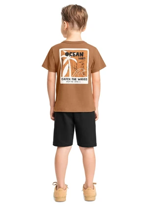 Conjunto Camiseta e Bermuda Menino Bee Loop Marrom - BEE LOOP