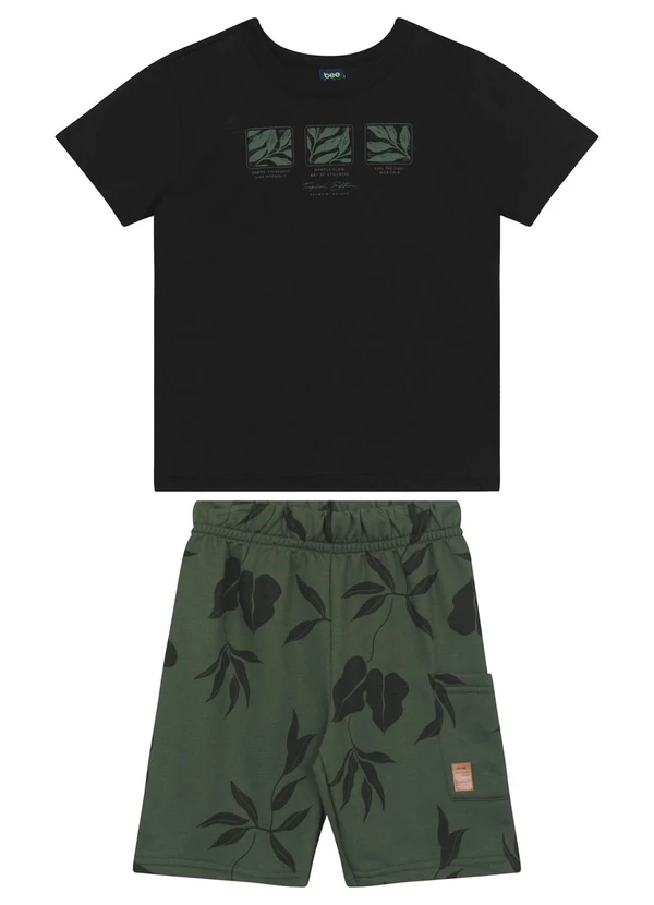 Bee Loop - Conjunto Camiseta e Bermuda Menino Bee Loop Preto