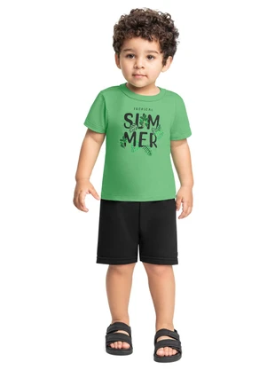 Conjunto Camiseta e Bermuda Menino Bee Loop Verde - BEE LOOP