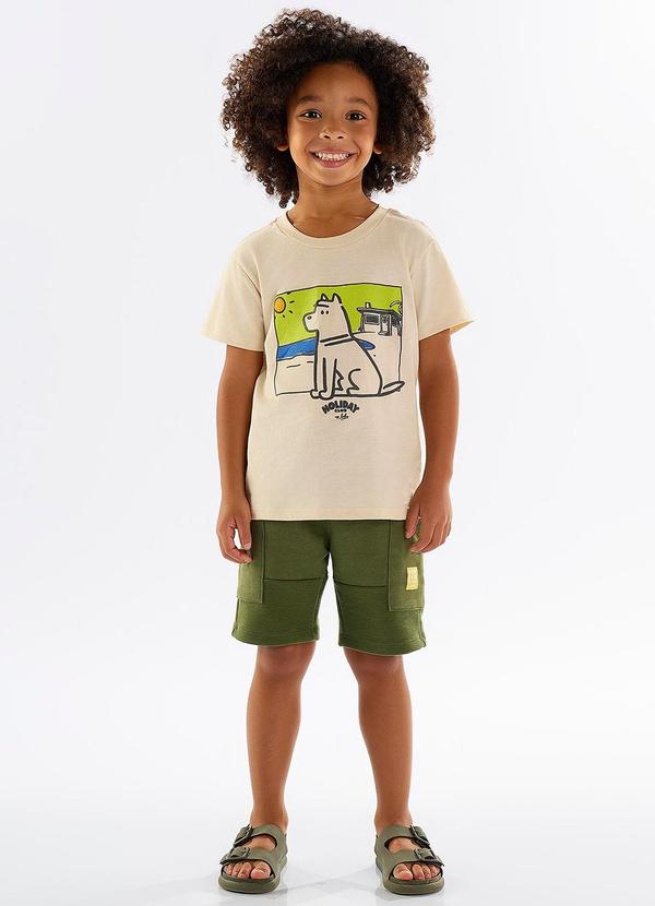 Up Baby - Conjunto Camiseta e Bermuda Menino Bege