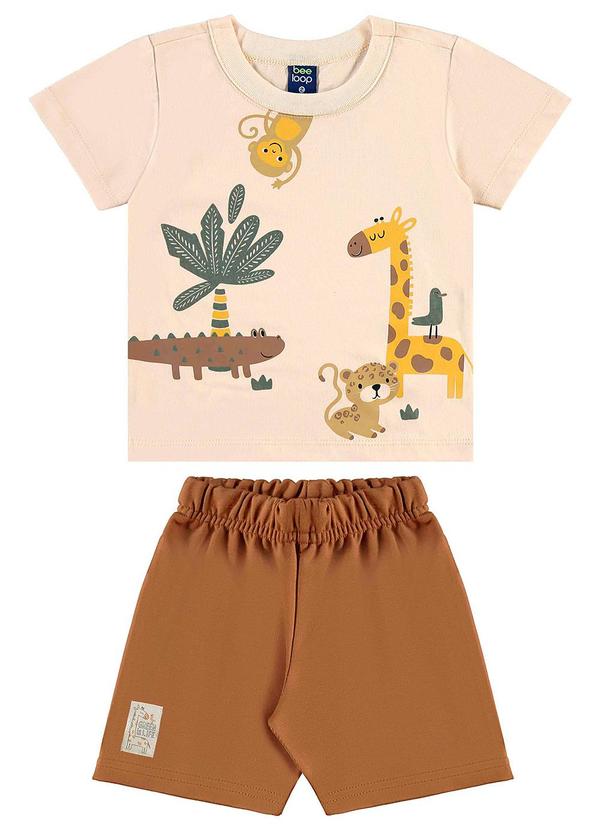 Bee Loop - Conjunto Camiseta e Bermuda Menino Bege 2
