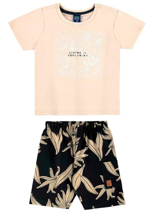 Bee Loop - Conjunto Camiseta e Bermuda Menino Bege - BEE LOOP