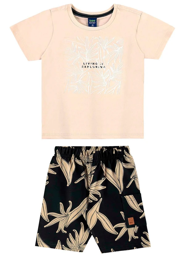 Bee Loop - Conjunto Camiseta e Bermuda Menino Bege