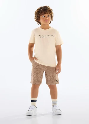Quimby - Conjunto Camiseta e Bermuda Menino Bege - QUIMBY