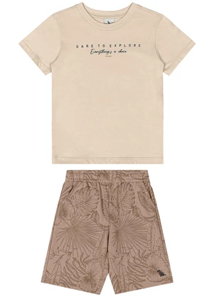 Quimby - Conjunto Camiseta e Bermuda Menino Bege - QUIMBY