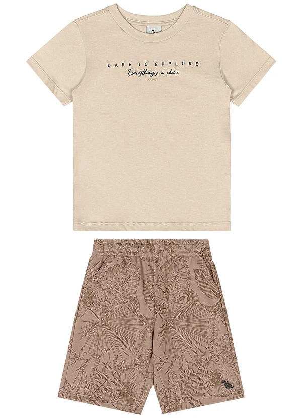 Quimby - Conjunto Camiseta e Bermuda Menino Bege 2