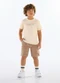 Quimby - Conjunto Camiseta e Bermuda Menino Branco - variação: Bege