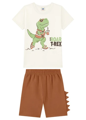 Marlan - Conjunto Camiseta e Bermuda Menino Bege - MARLAN