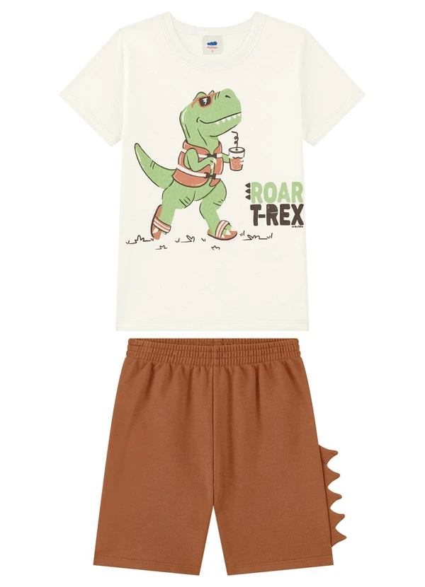Marlan - Conjunto Camiseta e Bermuda Menino Bege