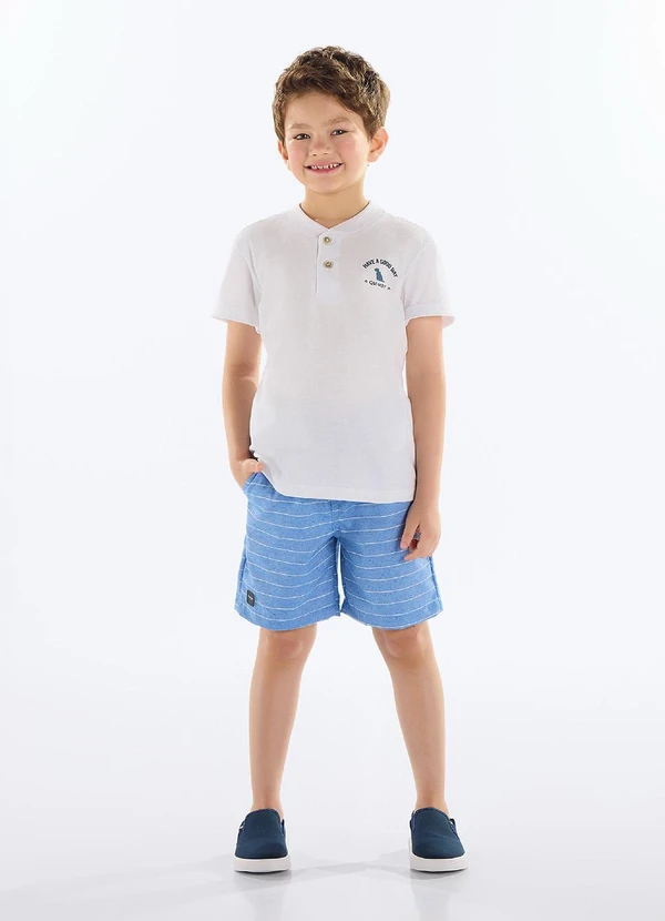 Quimby - Conjunto Camiseta e Bermuda Menino Branco