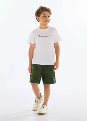 Conjunto Camiseta e Bermuda Menino Branco Quimby