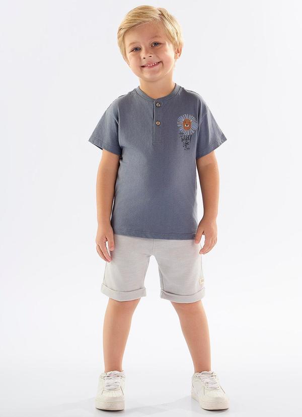Up Baby - Conjunto Camiseta e Bermuda Menino Cinza