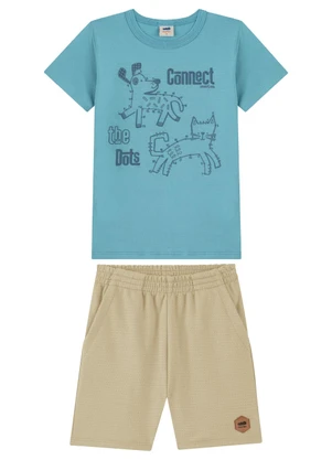 Marlan - Conjunto Camiseta e Bermuda Menino Estampa Azul - MARLAN