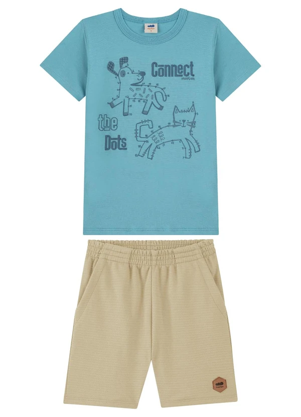 Marlan - Conjunto Camiseta e Bermuda Menino Estampa Azul