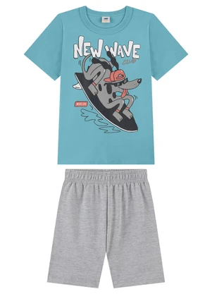 Marlan - Conjunto Camiseta e Bermuda Menino Estampa Azul - MARLAN