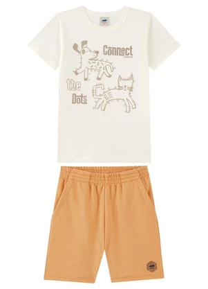 Marlan - Conjunto Camiseta e Bermuda Menino Estampa Bege - MARLAN